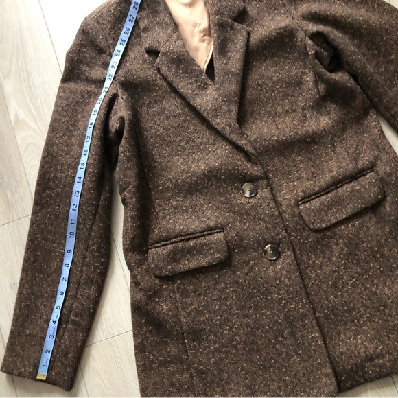 Old Navy Tweed Wool Blend Blazer Jacket in Brown Size M Tall - Picture 10 of 11